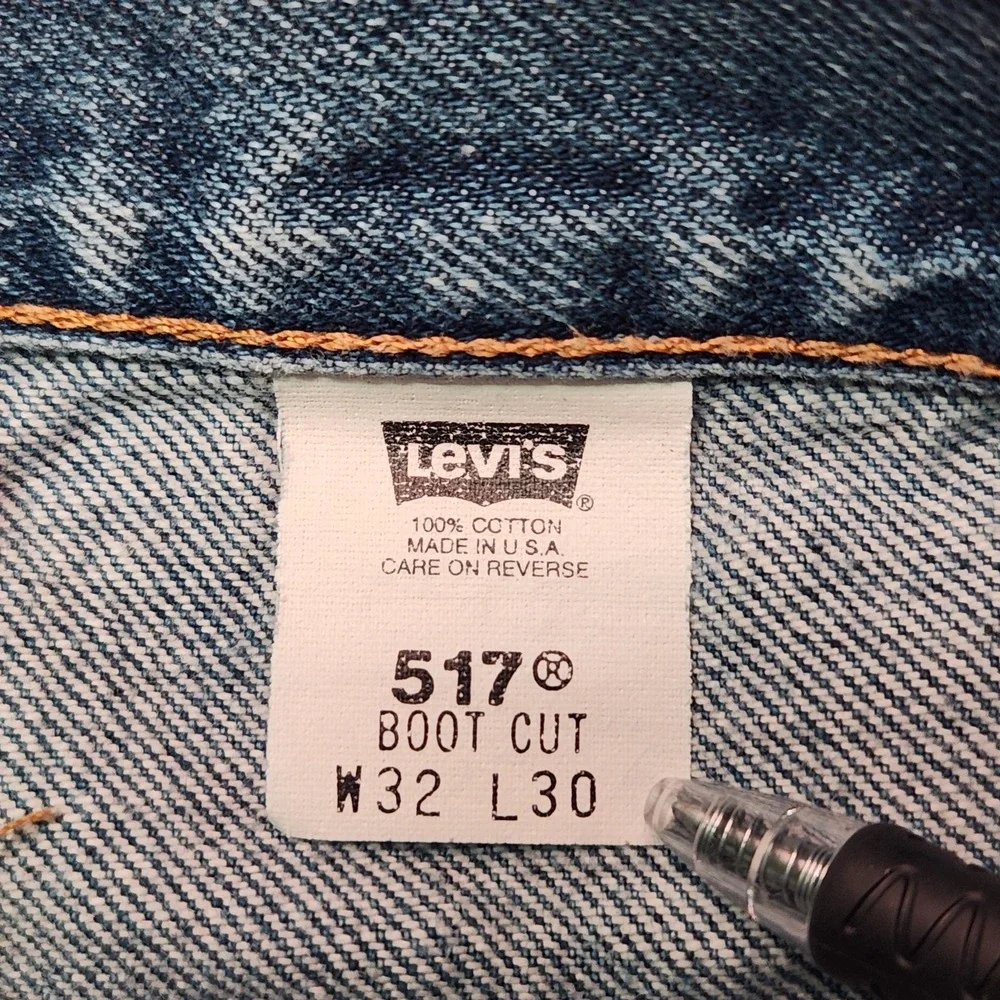 Vintage 2001 Levi's 517 Jeans 30x29 USA Made Boot Cut Distressed Faded Denim